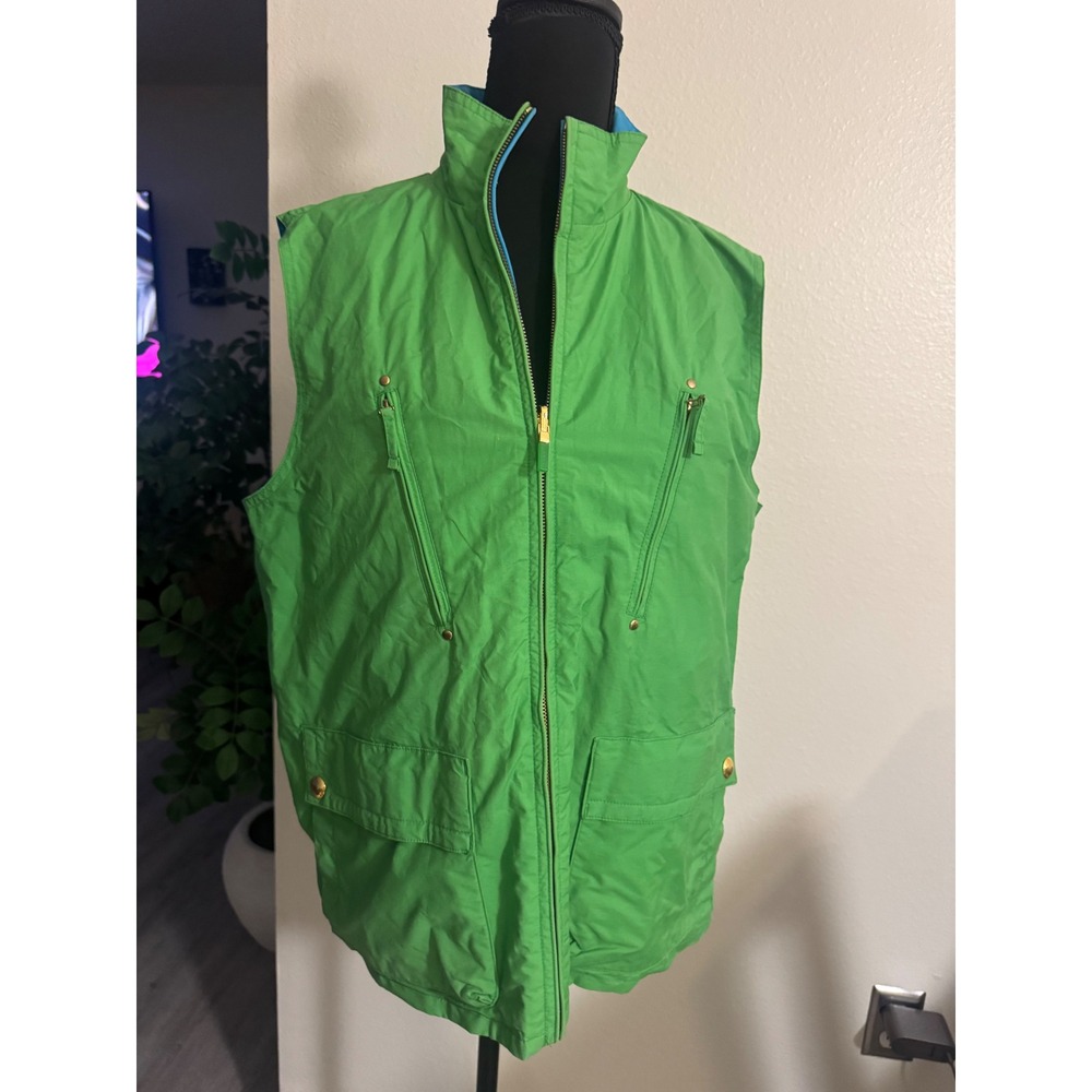 VTG Lauren Ralph Lauren Reversible Utility Vest Green Blue Full Zip Womens L